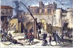 Besiers<br> Gravat on es representa l'atac i presa de Besiers per part dels croats, el 22 de juliol del 1209. Reproducció d'una postal en motiu del 700 aniversari. Al darrera de les desaparegudes muralles podem veure les aleshores catedral de Besiers. El senyor d'aquesta ciutat fou del vescomte Trencavell, abans de ser usurpada pels croats. Autor: Girferl Besiers<br> Gravat on es representa l'atac i presa de Besiers per part dels croats, el 22 de juliol del 1209. Reproducció d'una postal en motiu del 700 aniversari. Al darrera de les desaparegudes muralles podem veure les aleshores catedral de Besiers. El senyor d'aquesta ciutat fou del vescomte Trencavell, abans de ser usurpada pels croats. Autor: Girferl