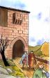 Dibuixos I<br>Morella: Recreació de la sortida de Morella de Belibasta, Mauri i Sicre, enganyats per aquest últim Autor: Jordi Bibià Dibuixos I<br>Morella: Recreació de la sortida de Morella de Belibasta, Mauri i Sicre, enganyats per aquest últim Autor: Jordi Bibià