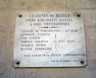 Besiers<br> Placa d'homenatge als seus trobadors i trobadora (Azalaïs). Autor: Jordi Bibià Besiers<br> Placa d'homenatge als seus trobadors i trobadora (Azalaïs). Autor: Jordi Bibià