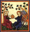 Trobadors, literatura romànica i cronistes<br> : <strong>Tristany i Isolda</strong> en el moment de beure el filtre d'amor.
I Tristany respon: «El mateix em passa a mi: el meu mal té el mateix origen que el vostre, L'angústia fa amarg el meu cor, i no obstant no sento amarg el mal: i no ve del mar, sinó que d'estimar ve aquest dolor que s'ha apoderat de mi. Ja he dit prou per qui sàpiga entendre-ho» Fragment de <em>Carlisle</em> de la versió de Thomas. Trobadors, literatura romànica i cronistes<br> : <strong>Tristany i Isolda</strong> en el moment de beure el filtre d'amor.
I Tristany respon: «El mateix em passa a mi: el meu mal té el mateix origen que el vostre, L'angústia fa amarg el meu cor, i no obstant no sento amarg el mal: i no ve del mar, sinó que d'estimar ve aquest dolor que s'ha apoderat de mi. Ja he dit prou per qui sàpiga entendre-ho» Fragment de <em>Carlisle</em> de la versió de Thomas.