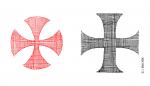 Tipologia de creus I<br> : A la dreta, la creu del temple, la forma pot canviar sensiblement, però sempre en color vermell. A l'esquerra, la creu de seva ordre bessona del nord d'Europa, la creu dels teutons, en negre. Autor: Jordi Bibià Tipologia de creus I<br> : A la dreta, la creu del temple, la forma pot canviar sensiblement, però sempre en color vermell. A l'esquerra, la creu de seva ordre bessona del nord d'Europa, la creu dels teutons, en negre. Autor: Jordi Bibià