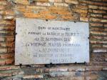 Muret<br> Una placa on es commemora la recomanació de la Verge Maria de resar el rosari a Domènec de Guzmán. Li servà de molt! Autor: Jordi Bibià Muret<br> Una placa on es commemora la recomanació de la Verge Maria de resar el rosari a Domènec de Guzmán. Li servà de molt! Autor: Jordi BibiÃ