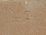 Marques de picapedrer<br>Castelldans.: Marca amb forma de destral o la P de Poblet tombada. Autor: Jordi Bibià Balada Marques de picapedrer<br>Castelldans.: Marca amb forma de destral o la P de Poblet tombada. Autor: Jordi Bibià Balada
