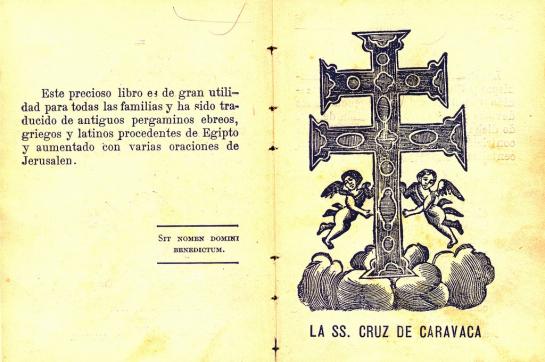 20.8.2010 Reproducció de la creu de Caravaca. Segons la tradició, aquesta creu fou introduïda a la Península i d'amagat, pels templers, i reb el nom de la població murciana que la custodia. Reproducció del llibre <em>Tesoro de oraciones</em>.  -  Jordi Bibià