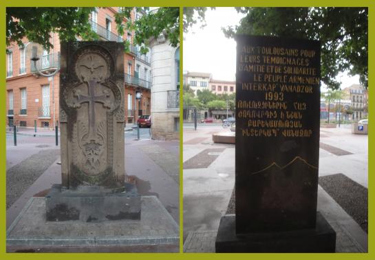 6.9.2011 Casualitats de la vida. l'hotel on vam dormir era just a la Plaça d'Armènia. Un monument commemoratiu referent als fets del 1993, de sabor clarament medieval amb una iconografia molt familiar. D'Armènia sorgiren els paulicians (s. III), després, s'arribaren a Bulgària, transformant-se amb els coneguts bogomils (s. IX-X)... Roda el món i torna al Born!  -  Jordi Bibià