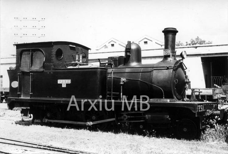 6.5.1958 Locomotora de Lo trenet de Tortosa.  -  Miquel Bibià