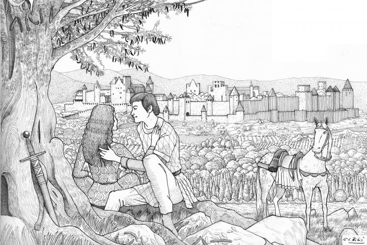 6.10.2017 Dibuix per 'Una llavor entre les cendres'  Carcassona, 1306 -  JORDI BIBIÀ