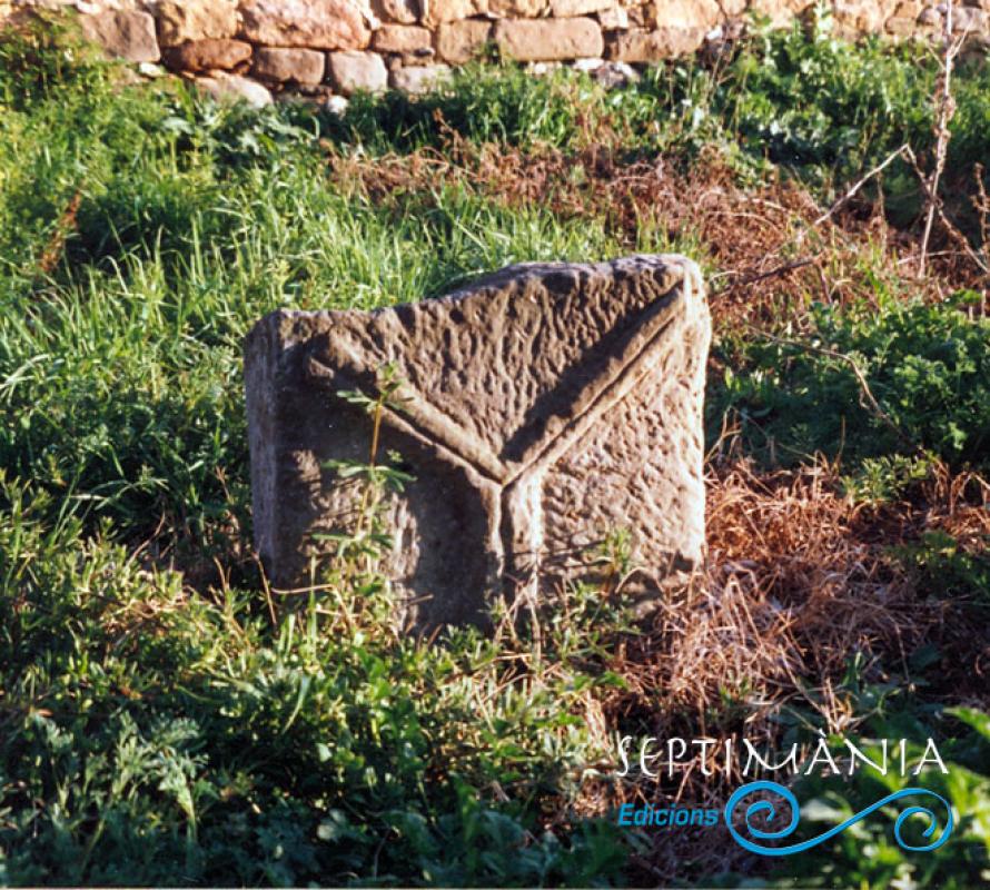 6.12.2021 Estela funerària amb creu bífida.  Cementiri de Massoteres. -  J. Bibià