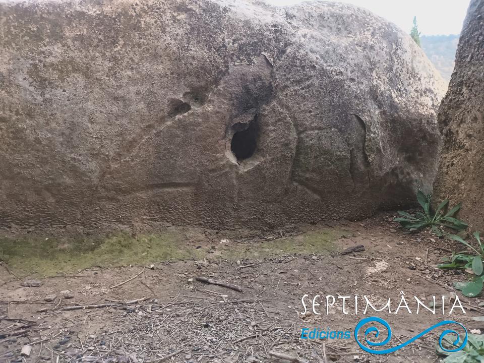 3.5.2023 Grafit a l'àrea del dolmen, o dolmen de Sols del Riu.  La Baronia de Rialb. -  J. Bibià