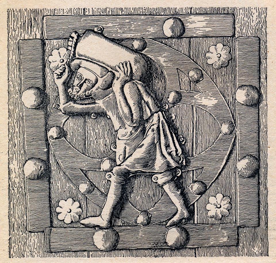 8.8.2025 Els bastaixos. Gravat dels motius que hi havien a la porta de Santa Maria.  -  Jordi Bibià
