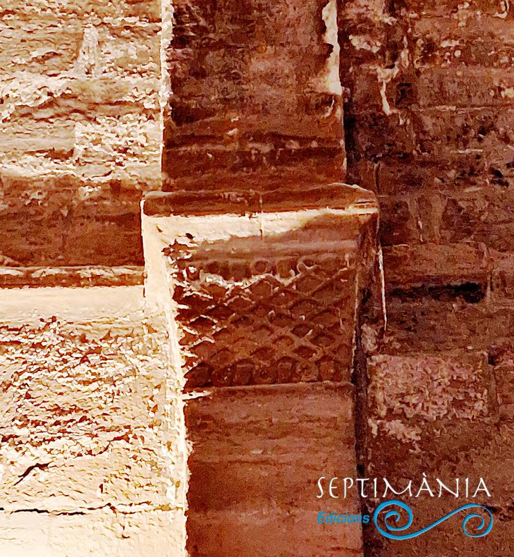 18.11.2025 Entrellaçats en un dels pseudocapitells. Escola de Lleida o estil occità.  Interior de Santa Maria del castell de Cubells- -  J. Bibià