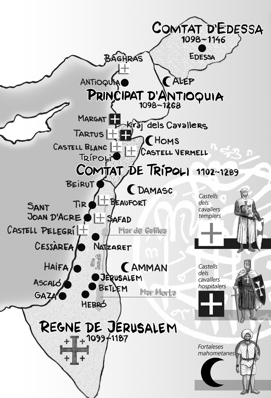 28.04.2009 El 1099, els cristians conquereixen <strong>Terra Santa</strong>. Dibuix del mapa amb les principals forces combatents a Terra Santa, ciutats i enclavaments crucials per ambdues bandes-                      -  Jordi Bibià