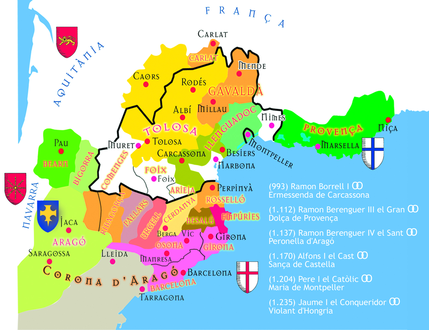 29.01.2011 L'expansió catalana a Occitània. Des de l'enllaç del comte Borrell amb Ermessenda de Carcassona fins a Jaume I, nascut a la ciutat llenguadociana de Montpeller  -  Jordi Bibià